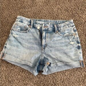 American Eagle Women's Light Blue Stretch Mom Shorts